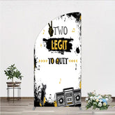 Aperturee Aperturee Two Legit to Quit Birthday Half Moon Arch Backdrop Second Bday Hip Hop Party Banner 90s Retro Boombox Photo Prop Decor